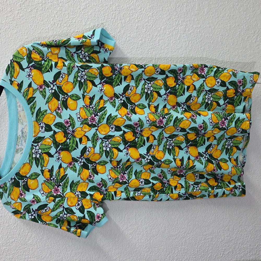 Vera Bradley Lemon Grove Cotton Ribbed Knit Pajama T-shirt Top